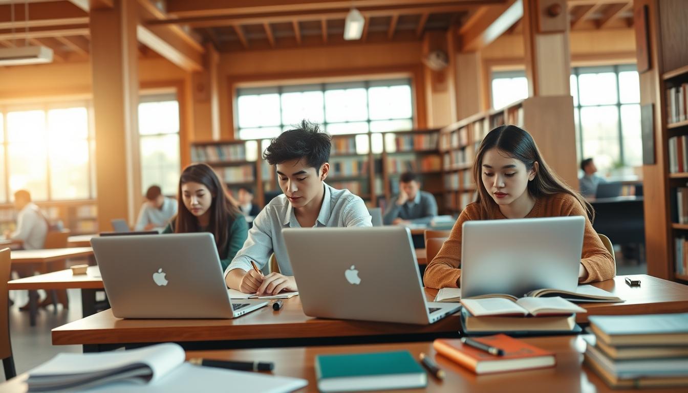 Students collaborating in study space
